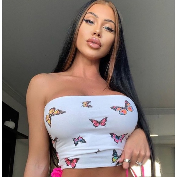 Fashion Nova Tops - Butterflies tube top fashion nova - size L